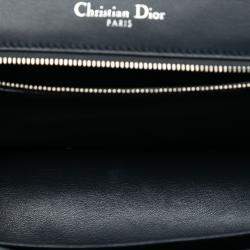 Pre Owned Dior Silver Medium Metallic Patent Microcannage Diorama Flap