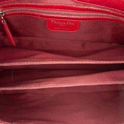 Pre Owned Dior Red Lambskin Cannage New Lock Ruffle Flap