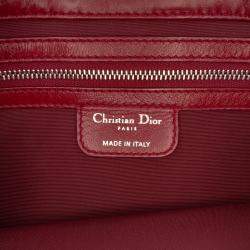 Pre Owned Dior Red Lambskin Cannage New Lock Ruffle Flap