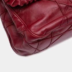 Pre Owned Dior Red Lambskin Cannage New Lock Ruffle Flap