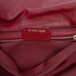 Pre Owned Dior Red Lambskin Cannage New Lock Ruffle Flap