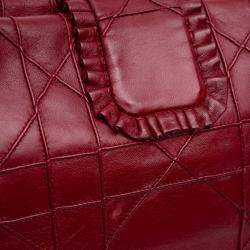 Pre Owned Dior Red Lambskin Cannage New Lock Ruffle Flap