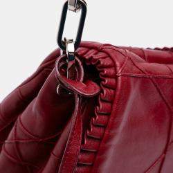 Pre Owned Dior Red Lambskin Cannage New Lock Ruffle Flap