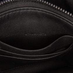 Pre Owned Dior Black Calfskin Macrocannage Diamond Caro Zipped Pouch With Chain
