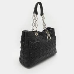 Pre Owned Dior Black Soft Lady Dior Large Cannage Leather Tote