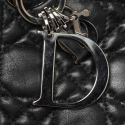 Pre Owned Dior Black Soft Lady Dior Large Cannage Leather Tote