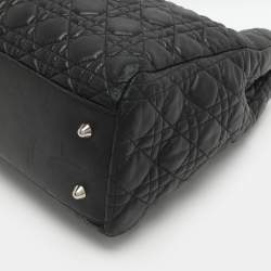 Pre Owned Dior Black Soft Lady Dior Large Cannage Leather Tote