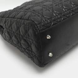 Pre Owned Dior Black Soft Lady Dior Large Cannage Leather Tote