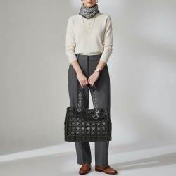 Pre Owned Dior Black Soft Lady Dior Large Cannage Leather Tote