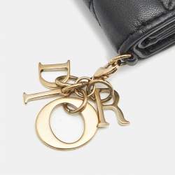 Pre Owned Dior Lady Dior Black Cannage Leather Trifold Wallet