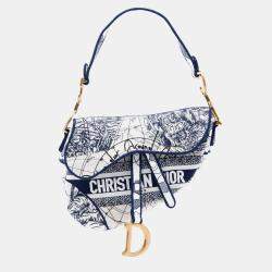 مملوكة مسبقًا Dior Blue Canvas Embroidered Around the World Saddle Bag