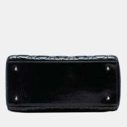 Pre Owned Dior Black Medium Patent Cannage Lady Dior
