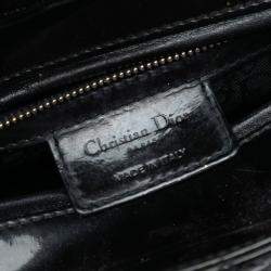Pre Owned Dior Black Medium Patent Cannage Lady Dior