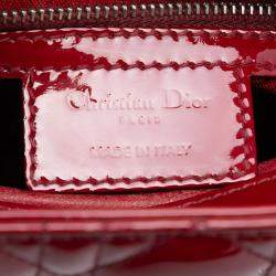 Pre Owned Dior Red Medium Patent Cannage Lady Dior