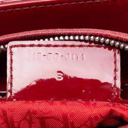 Pre Owned Dior Red Medium Patent Cannage Lady Dior