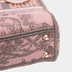 Pre Owned Dior Pink Mini Embroidered Canvas Toile De Jouy Lady D Lite