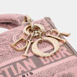 Pre Owned Dior Pink Mini Embroidered Canvas Toile De Jouy Lady D Lite