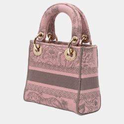 Pre Owned Dior Pink Mini Embroidered Canvas Toile De Jouy Lady D Lite