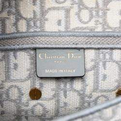 Pre Owned Dior Grey Oblique Embroidered Canvas Saddle Bag