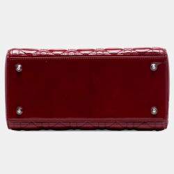 Pre Owned Dior Red Medium Patent Cannage Lady Dior