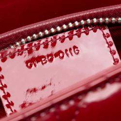 Pre Owned Dior Red Medium Patent Cannage Lady Dior