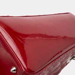 Pre Owned Dior Red Medium Patent Cannage Lady Dior