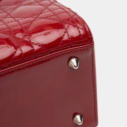 Pre Owned Dior Red Medium Patent Cannage Lady Dior