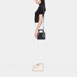 Pre Owned Dior Black Mini Lambskin Cannage Lady Dior