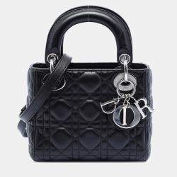 Pre Owned Dior Black Mini Lambskin Cannage Lady Dior