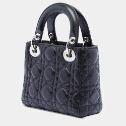 Pre Owned Dior Black Mini Lambskin Cannage Lady Dior