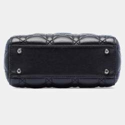 Pre Owned Dior Black Mini Lambskin Cannage Lady Dior