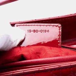 Pre Owned Dior Red Medium Patent Cannage Lady Dior