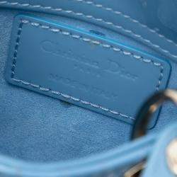 Pre Owned Dior Blue Micro Patent Cannage Lady Dior