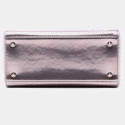 Pre Owned Dior Pink Medium Metallic Patent Microcannage Lady Dior
