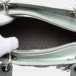 Pre Owned Dior Blue Medium Iridescent Lambskin Cannage Lady Dior