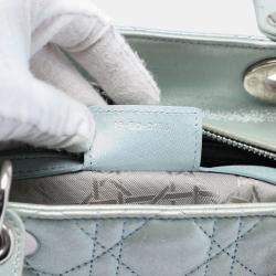 Pre Owned Dior Blue Medium Iridescent Lambskin Cannage Lady Dior