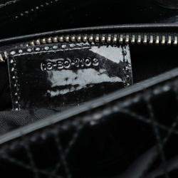 Pre Owned Dior Black Medium Patent Cannage Lady Dior