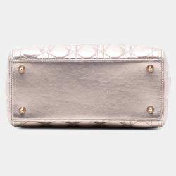 Pre Owned Dior Pink Medium Metallic Lambskin Cannage Lady Dior