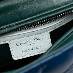 Pre Owned Dior Blue Medium Tricolor Lambskin Cannage Lady Dior