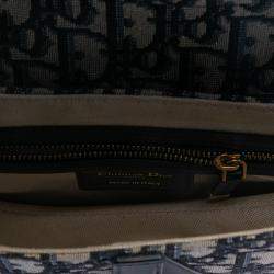 Pre Owned Dior Blue Oblique Canvas Saddle Bag