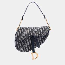 Pre Owned Dior Blue Oblique Canvas Saddle Bag
