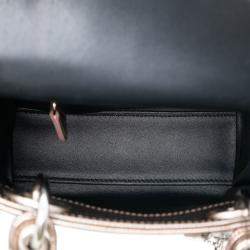 Pre Owned Dior Gold Mini Metallic Patent Microcannage Lady Dior