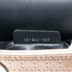 Pre Owned Dior Gold Mini Metallic Patent Microcannage Lady Dior