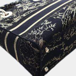 Pre Owned Dior Black Medium Embroidered Canvas Toile de Jouy Lady D Lite
