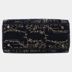 Pre Owned Dior Black Medium Embroidered Canvas Toile de Jouy Lady D Lite
