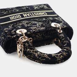 Pre Owned Dior Black Medium Embroidered Canvas Toile de Jouy Lady D Lite