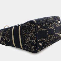 Pre Owned Dior Black Medium Embroidered Canvas Toile de Jouy Lady D Lite