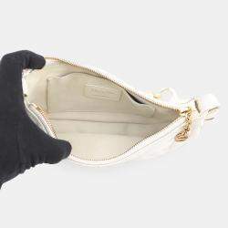 Pre Owned Dior Macrocannage Cd Lounge Hobo Bag Latte White Lambskin