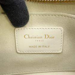 Pre Owned Dior Macrocannage Cd Lounge Hobo Bag Latte White Lambskin