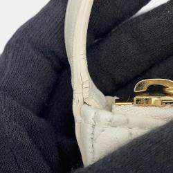 Pre Owned Dior Macrocannage Cd Lounge Hobo Bag Latte White Lambskin